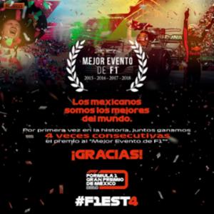 EL GP de México, Mejor Evento del Año de F1 por cuarta ocasión consecutiva